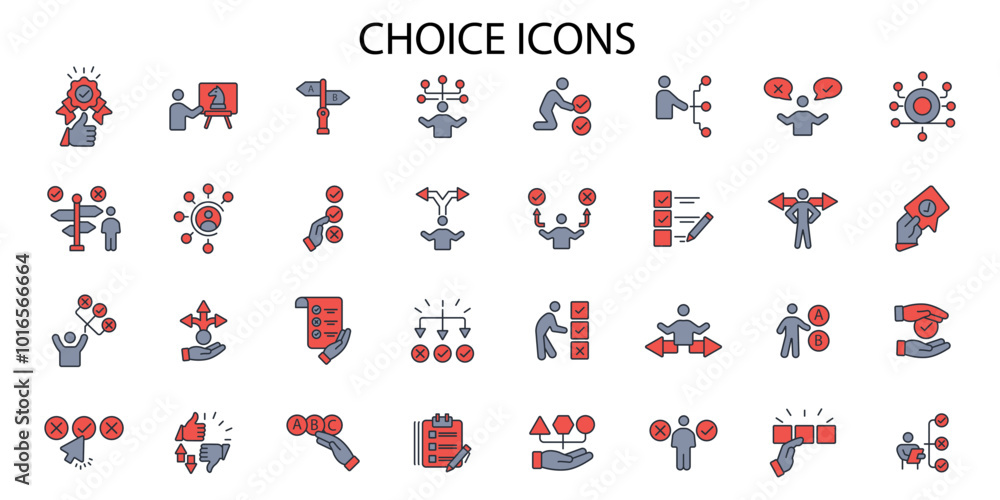Poster choice icon set.vector.editable stroke.linear style sign for use web design,logo.symbol illustration