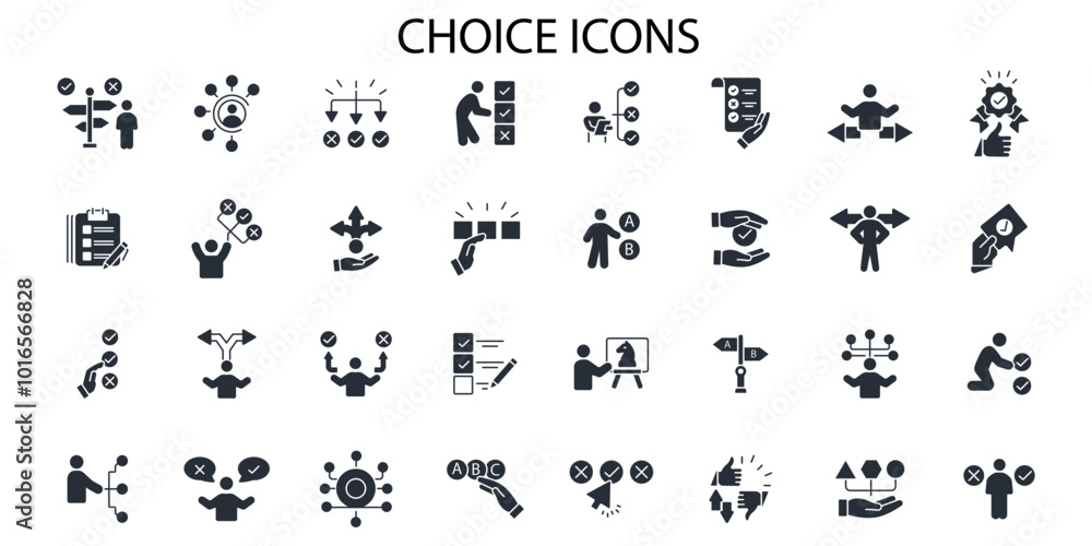 Poster choice icon set.vector.editable stroke.linear style sign for use web design,logo.symbol illustration