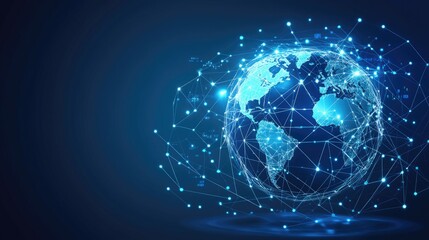 Obraz premium World Map Showing Global Technology Connections and Network Links