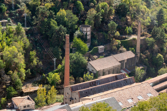 Remains of an abandoned textile factory in the vicinity of Bejar, Salamanca, Spain, located in the middle of nature.