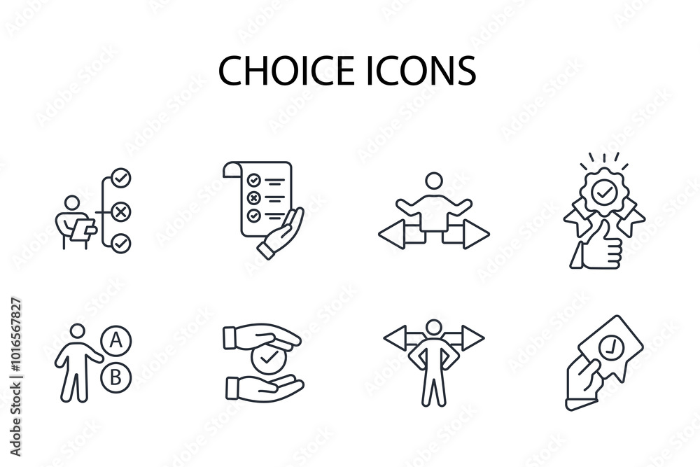 Poster choice icon set.vector.editable stroke.linear style sign for use web design,logo.symbol illustration