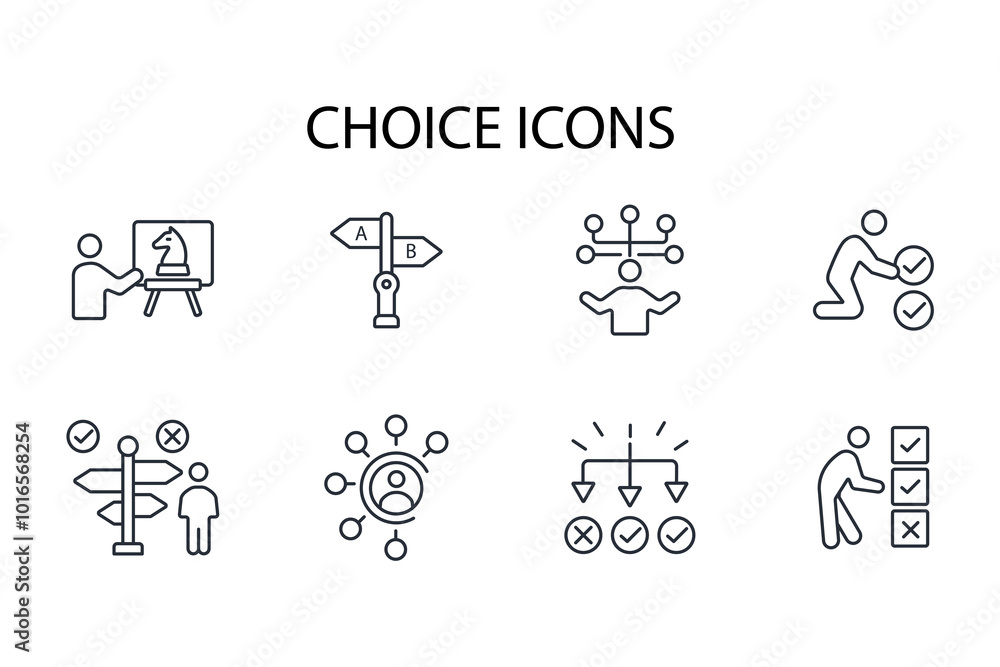 Poster choice icon set.vector.editable stroke.linear style sign for use web design,logo.symbol illustration