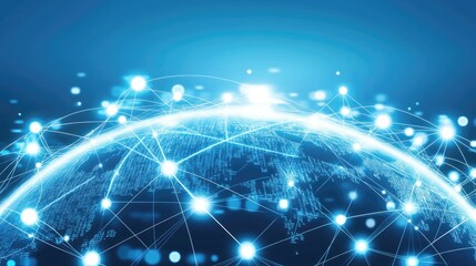 Obraz premium World Map Showing Global Technology Connections and Network Links