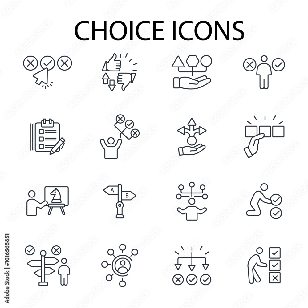 Poster choice icon set.vector.editable stroke.linear style sign for use web design,logo.symbol illustration