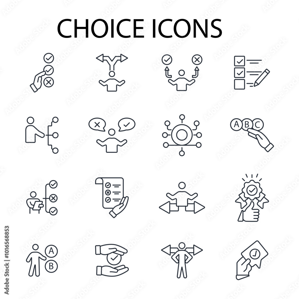 Poster choice icon set.vector.editable stroke.linear style sign for use web design,logo.symbol illustration