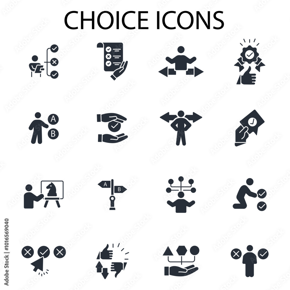 Poster choice icon set.vector.editable stroke.linear style sign for use web design,logo.symbol illustration