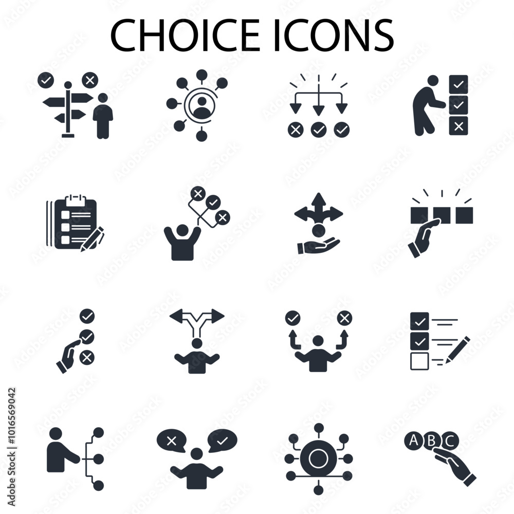 Poster choice icon set.vector.editable stroke.linear style sign for use web design,logo.symbol illustration