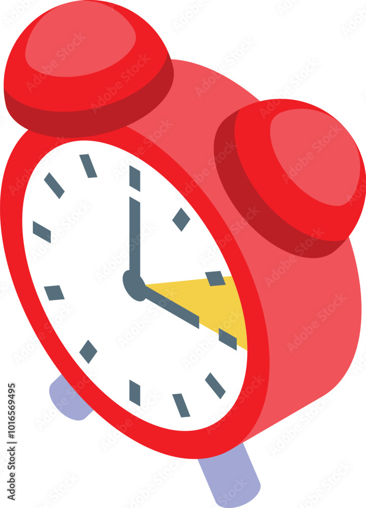Aufkleber this red alarm clock is showing the time with its hands