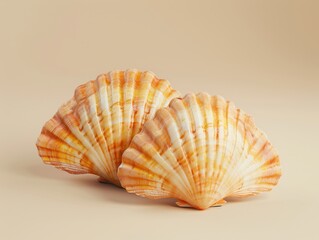 Obraz premium Seashell Duo on Beige Background 