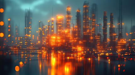 Fototapeta premium smart factory concept abstract tech background demonstrating industry 4 0 revolution through automation and data exchange in manufacturing technologies.create by F.a