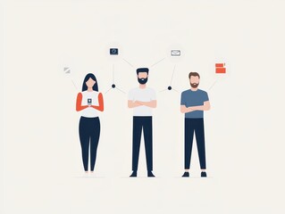 Unified Professional Team with Virtual Lines Symbolizing Collaboration