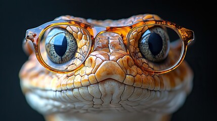 Fototapeta premium snake,cobra wearing pair of glasses smart animals intellectual and sophisticated,its eyewear evil teacher symbol as cute reptile.create by F.a