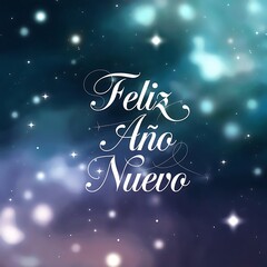 Feliz A&ntilde;o Nuevo Espa&ntilde;a Design Traditional Spanish Happy New Year Celebration calligraphy Fireworks Banner