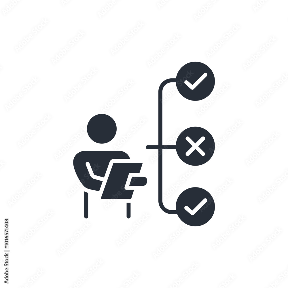 Poster check icon. vector.editable stroke.linear style sign for use web design,logo.symbol illustration.