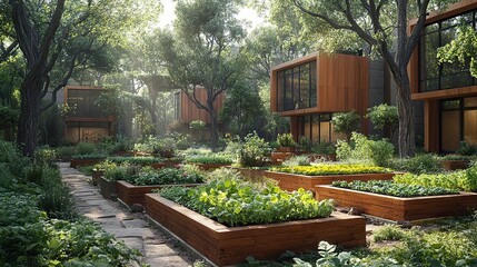 sustainable project that integrates the concept of urban gardening significance of green spaces and local food production within urban environments for a sustainable future.stock image