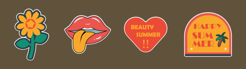 Retro Paradise, Flower, Sunglasses, and Heart Stickers for Fun and Creative Designs

