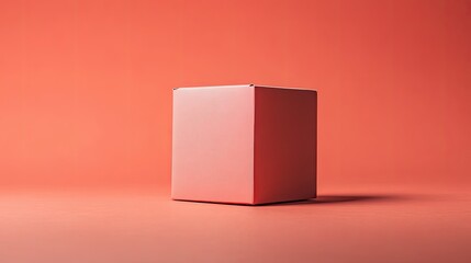 Cute box in a side view, set against a coral background with studio lighting and no shadows, emphasizing its adorable features