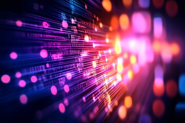 Vibrant digital abstract background with colorful lights and flowing lines, perfect for technology and creative projects.