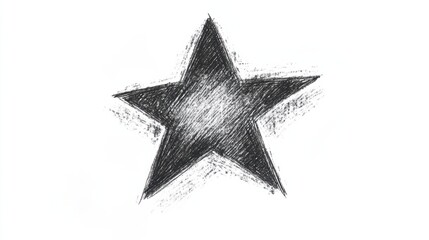 Obraz premium Rough pencil doodle of a star with uneven lines, isolated on white background