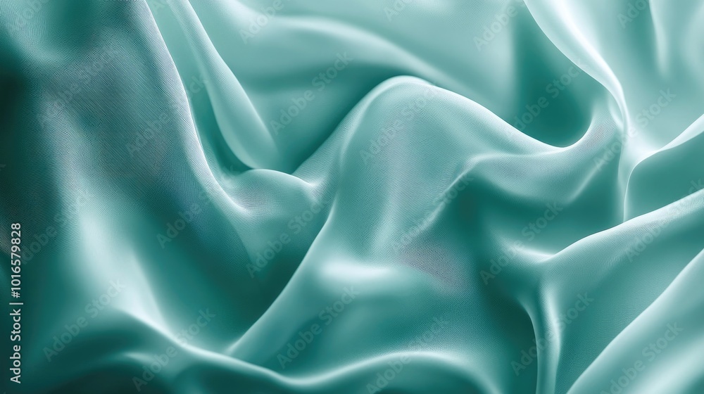 Poster high-resolution teal background with soft abstract wave patterns, ideal for creating smooth, flowing