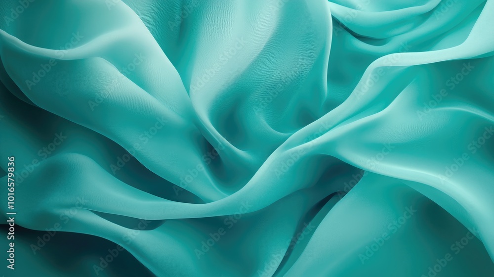 Poster high-resolution teal background with soft abstract wave patterns, ideal for creating smooth, flowing