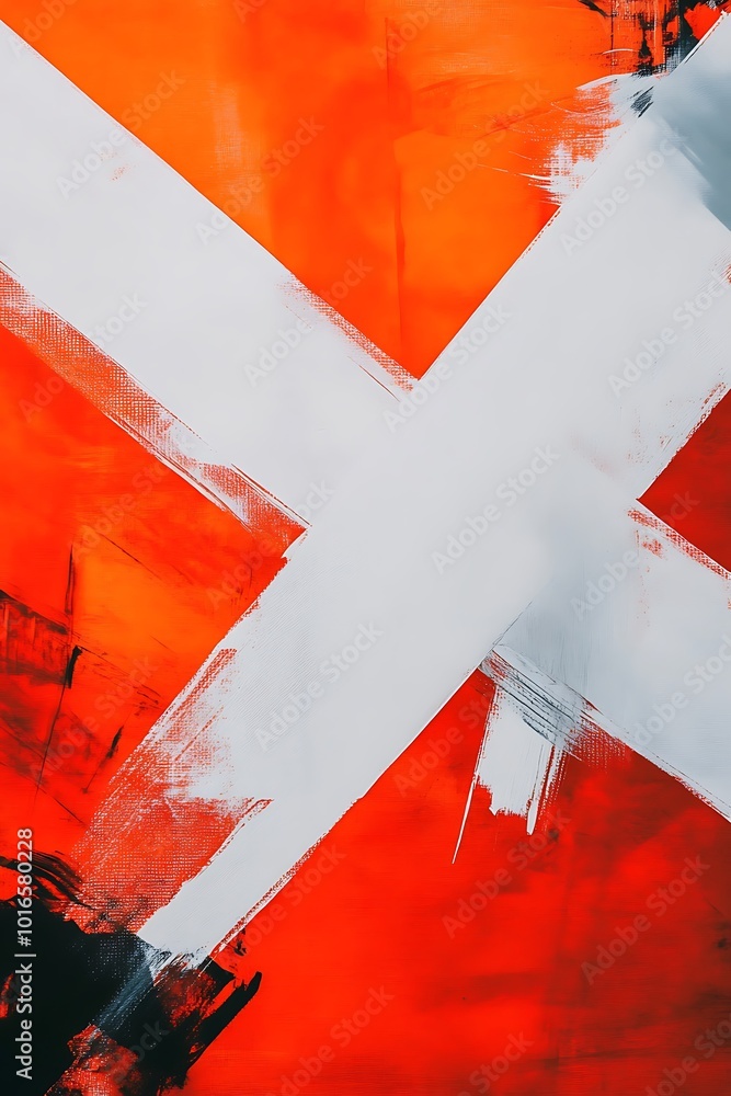 Poster dynamic orange and white abstract geometric design featuring diagonal shapes, perfect for modern bac