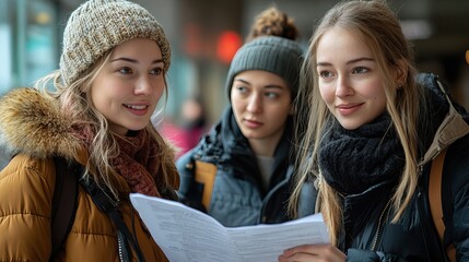 women volunteers helping ukrainian man to fill in forms at asylum centre.stock image