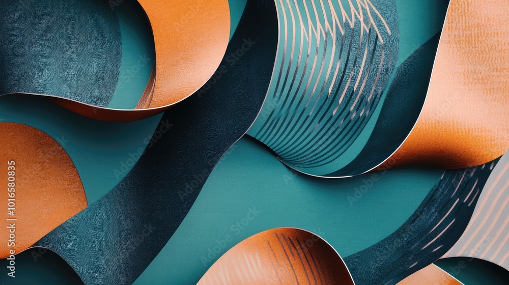 Poster Teal backdrop featuring abstract geometric shapes in sharp and dynamic patterns, creating a bold, modern look.