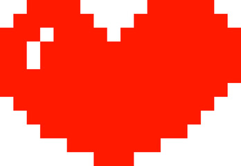 Pixelated red heart. Element for social media, posters, etc.
