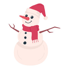 Hand drawn snowman. Isolated object on white background