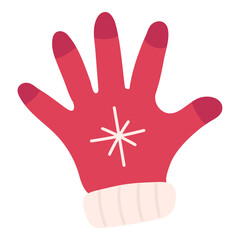 Christmas red glove hand drawn. Isolated object on white background