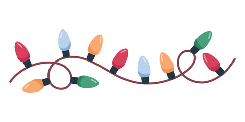 Christmas garland. Christmas lights for holiday illustrations. Festive chain of lights. Vector illustration on white background