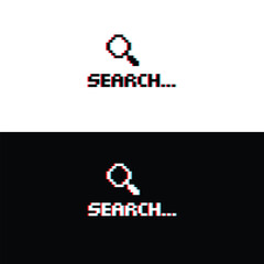 pixel Search Icon magnifier glasses sign company logo template