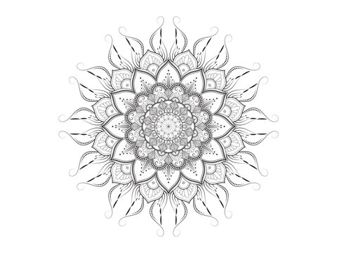 Abstract floral ornament, Colorful Mandala Designs for Yoga and Meditation, Black and white mandala template, creative and simple Boho ornament, invetetion card template,  ethnic style