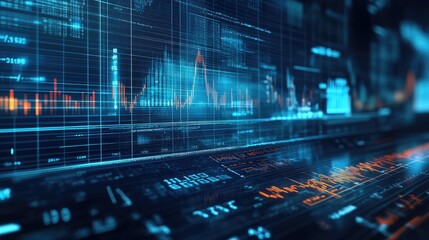 Fototapeta premium Digital Financial Data Analysis in Blue Tones
