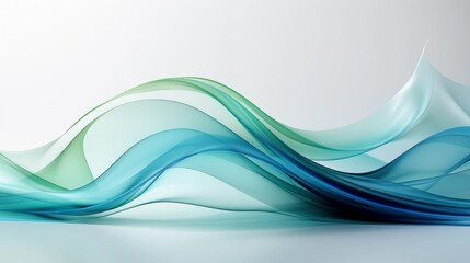 Obraz premium Abstract Background with Soft Green and Blue Wavy Lines, Harmonious Blend of Colors Creating Tranquil Atmosphere for Graphics, Posters, Web Pages, and Print Media