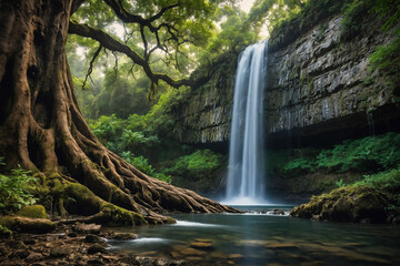 Fototapeta premium waterfall in the forest jungle
