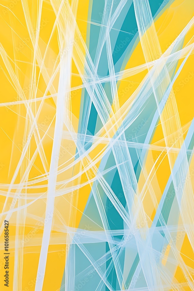 Poster dynamic blue and yellow abstract geometric background featuring bold diagonal shapes and patterns, c