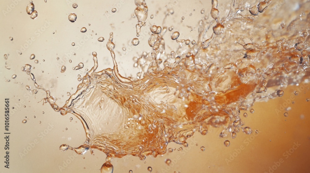 Aufkleber A splash of water creates dynamic patterns, capturing movement and texture against a soft, blurred background.