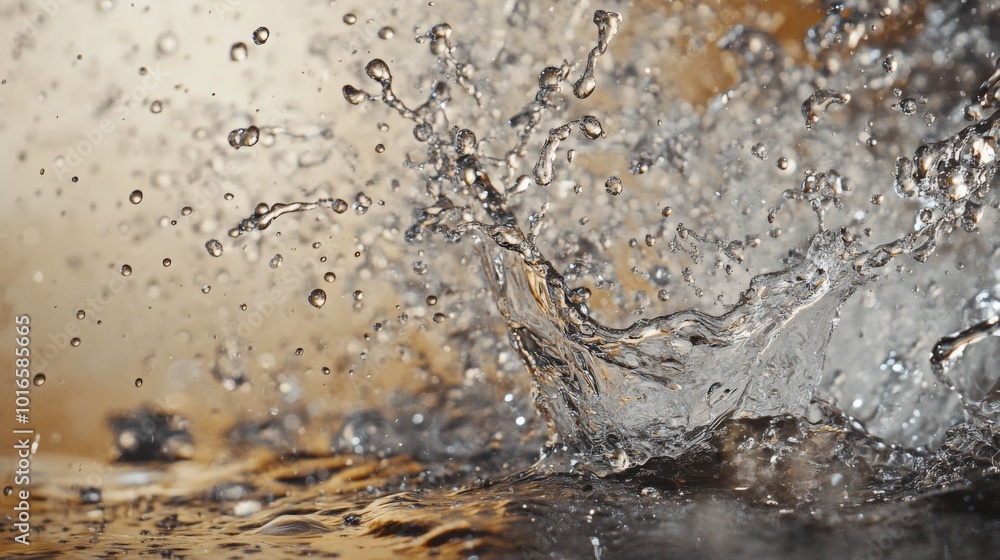 Poster a close-up shot of water splashing, capturing the dynamic movement and beauty of droplets in action 