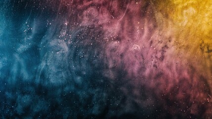 Fototapeta premium Abstract multicolored cosmic dust with swirling patterns, vibrant space background