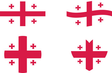 Georgia flags set. Circle icon. waving flag. heart shape icon. Various designs