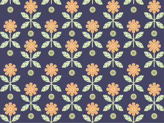 Art & Illustration repetitive geometric flower and leaf pattern.
