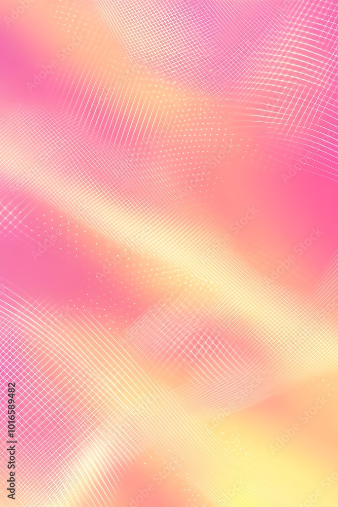 Poster vibrant pink and yellow abstract geometric design featuring dynamic diagonal shapes creating a bold 
