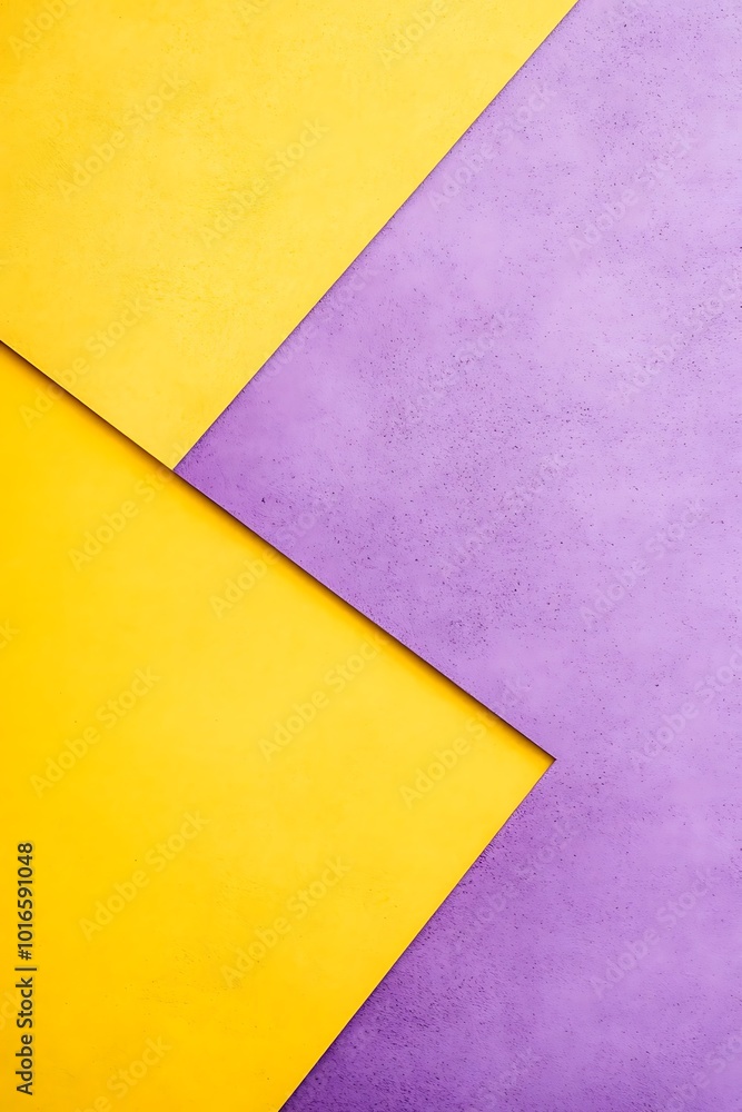 Poster vibrant purple and yellow abstract background with geometric diagonal elements, combining dynamic sh