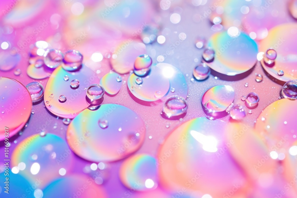 Wall mural Water droplets pattern texture backgrounds glitter rainbow.