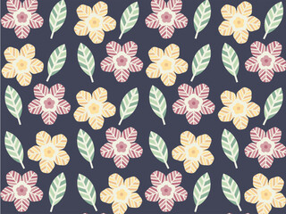 Art & Illustration colorful geometric flower and leaf pattern.