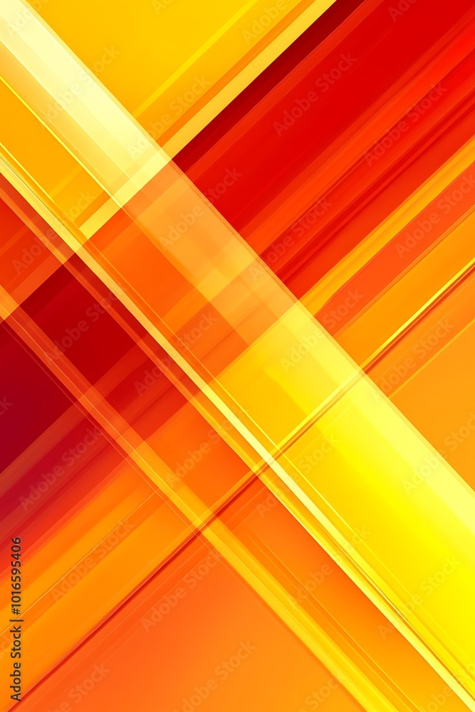 Poster striking red and yellow abstract geometric design with sharp diagonal shapes, evoking motion and bol