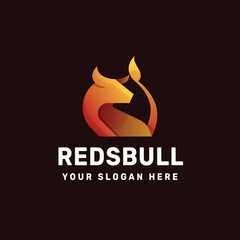 Vector Logo Illustration Bull Gradient Colorful Style