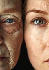 Aging concept. Comparison of young and old. 